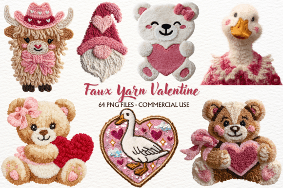Download Faux Yarn Valentine Animals in Love Png - Love Collection