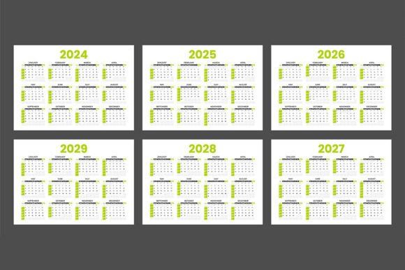 Download Set of Calendar 2024 2025 2026 2027 2028 - 2028 Collection