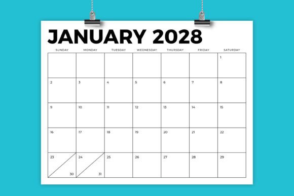 Download 2028 8.5 X 11 Inch Bold Calendar - 2028 Collection