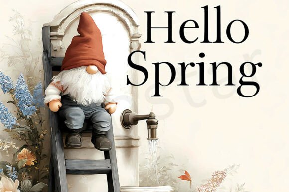 Download Floral Spring Design with Cute Gnome - Spring design Collection