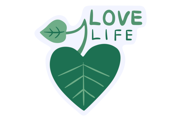 Download Love Life Sticker with Green Leaf. Ecolo - Love Collection