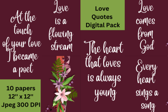 Download Love Life Quotes Digital Paper - Love Collection