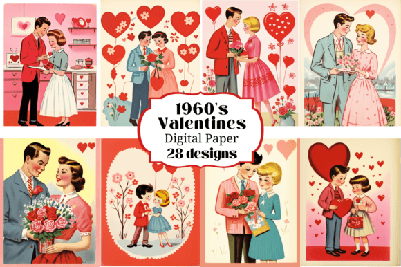 Download 1960's Valentine Cards Backgrounds - 1960 Collection
