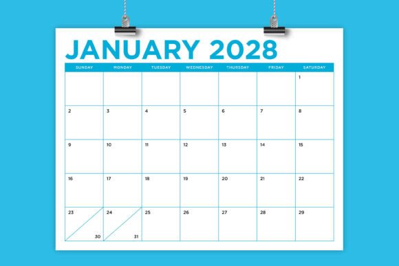 Download 2028 8.5 X 11 Inch Bold Color Calendar - 2028 Collection