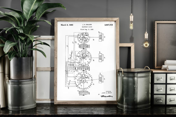 Download Calendar Clock 1960 Vintage Patent Art - 1960 Collection
