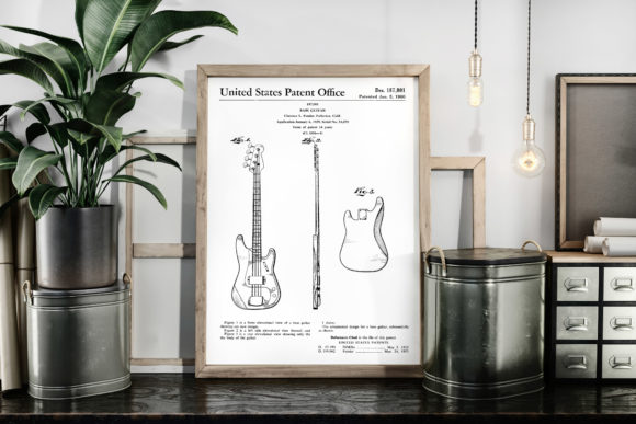 Download Bass Guitar 1960 Vintage Patent Poster - 1960 Collection
